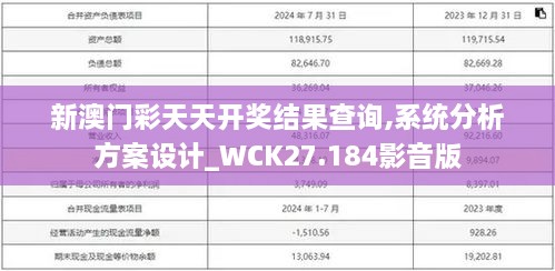 新澳门彩天天开奖结果查询,系统分析方案设计_WCK27.184影音版