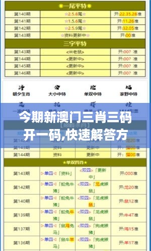 今期新澳门三肖三码开一码,快速解答方案实践_MNN27.868调整版