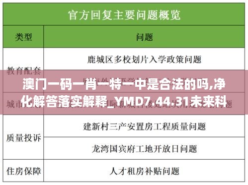 澳门一码一肖一特一中是合法的吗,净化解答落实解释_YMD7.44.31未来科技版