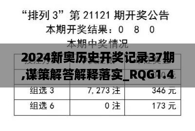 2024新奥历史开奖记录37期,谋策解答解释落实_RQG1.42.40黄金版