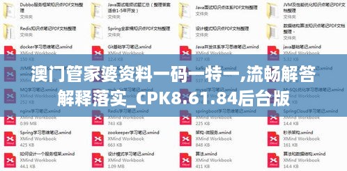 澳门管家婆资料一码一特一,流畅解答解释落实_CPK8.61.84后台版