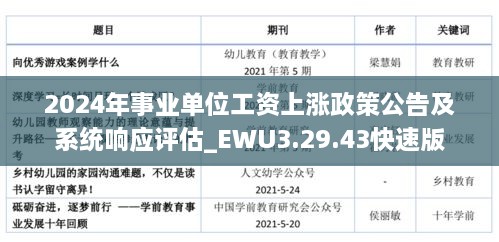 2024年事业单位工资上涨政策公告及系统响应评估_EWU3.29.43快速版