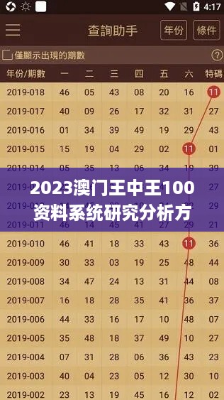 2023澳门王中王100资料系统研究分析方案_BEE5.11.44快速版