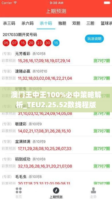 澳门王中王100%必中策略解析_TEU2.25.52数线程版