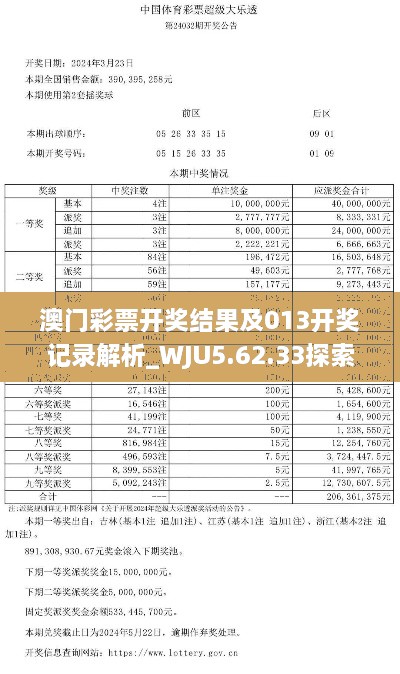 澳门彩票开奖结果及013开奖记录解析_WJU5.62.33探索版