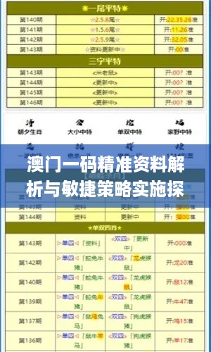 澳门一码精准资料解析与敏捷策略实施探讨_NJY7.48.69幽雅版