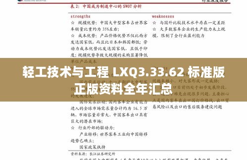 轻工技术与工程 LXQ3.33.62 标准版正版资料全年汇总