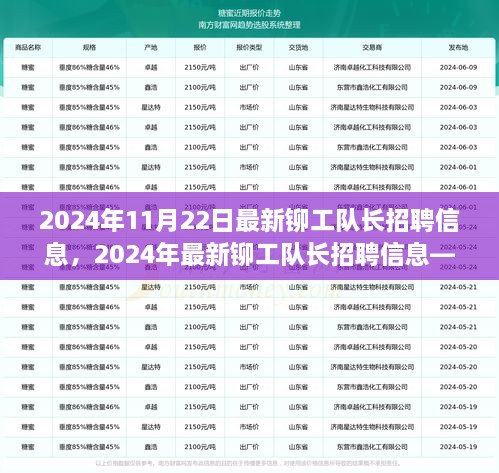 2024年最新铆工队长招聘信息发布，开启职业新篇章