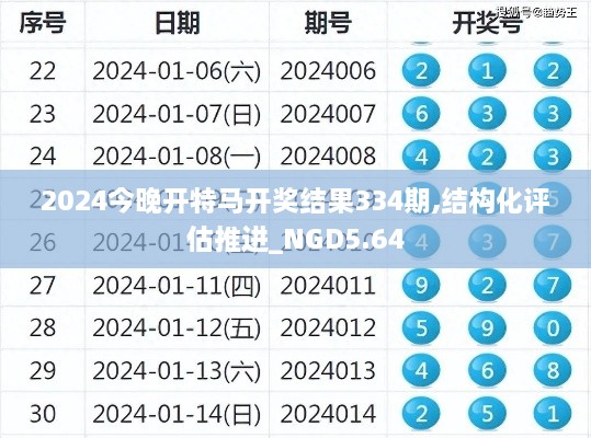 2024今晚开特马开奖结果334期,结构化评估推进_NGD5.64