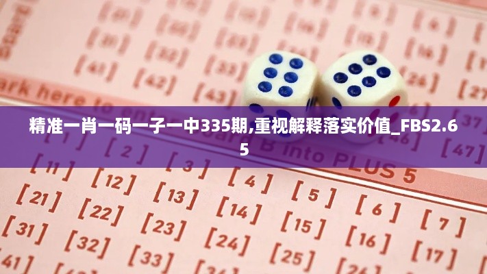 精准一肖一码一子一中335期,重视解释落实价值_FBS2.65