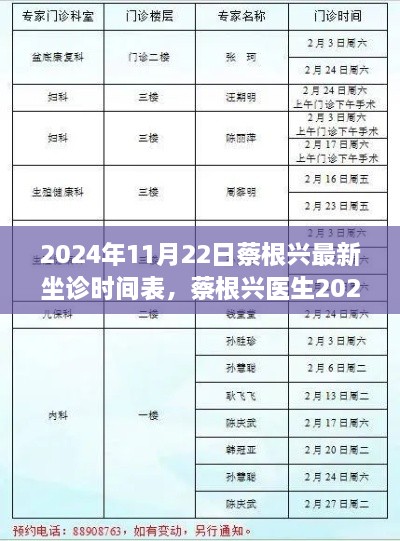 蔡根兴医生2024年11月22日坐诊时间表及要点解析