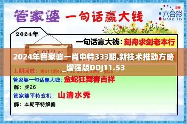 2024年管家婆一肖中特333期,新技术推动方略_增强版DDJ11.53