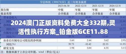 2024澳门正版资料免费大全332期,灵活性执行方案_铂金版GCE11.88