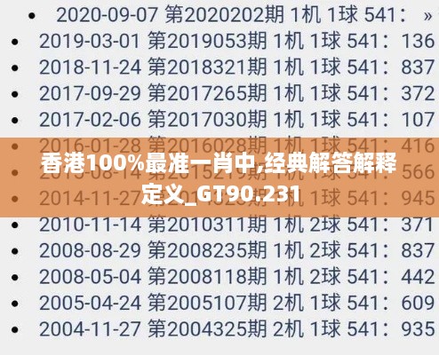 香港100%最准一肖中,经典解答解释定义_GT90.231