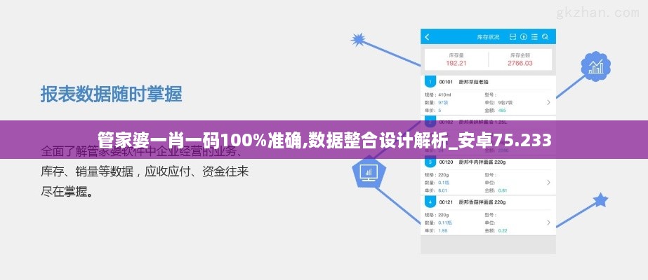 管家婆一肖一码100%准确,数据整合设计解析_安卓75.233