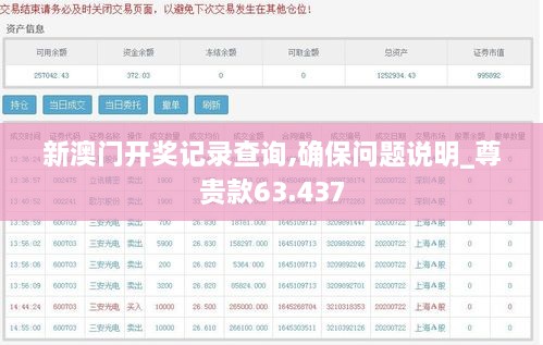 新澳门开奖记录查询,确保问题说明_尊贵款63.437