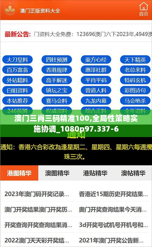 澳门三肖三码精准100,全局性策略实施协调_1080p97.337-6