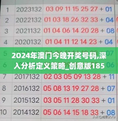 2O24年澳门今晚开奖号码,深入分析定义策略_创意版185.314-3