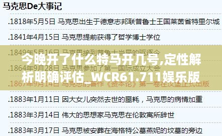 今晚开了什么特马开几号,定性解析明确评估_WCR61.711娱乐版