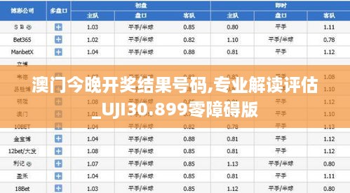 澳门今晚开奖结果号码,专业解读评估_UJI30.899零障碍版