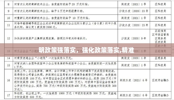 明政策强落实，强化政策落实,精准 