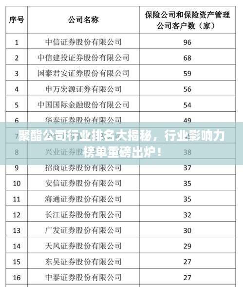 聚酯公司行业排名大揭秘，行业影响力榜单重磅出炉！