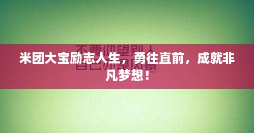 米团大宝励志人生，勇往直前，成就非凡梦想！