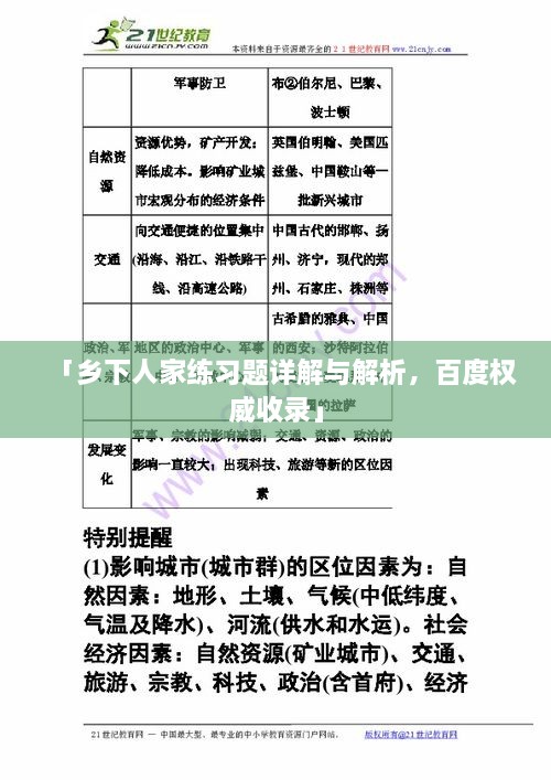 「乡下人家练习题详解与解析，百度权威收录」