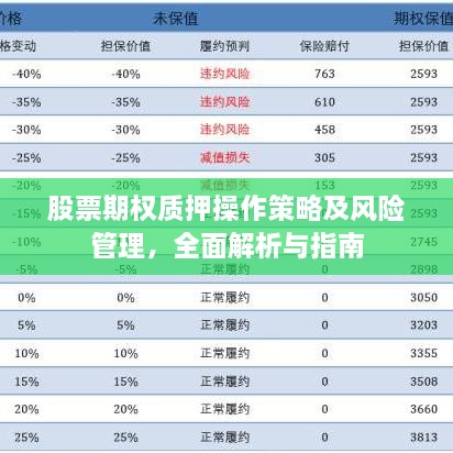 股票期权质押操作策略及风险管理，全面解析与指南