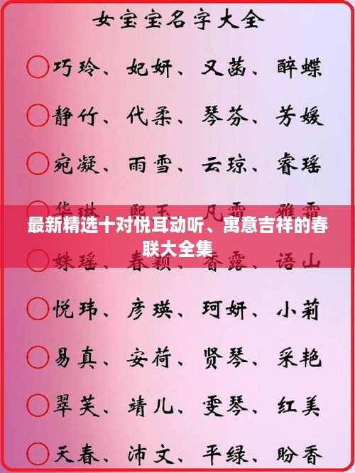 最新精选十对悦耳动听、寓意吉祥的春联大全集