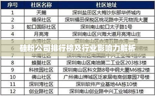 硅粉公司排行榜及行业影响力解析