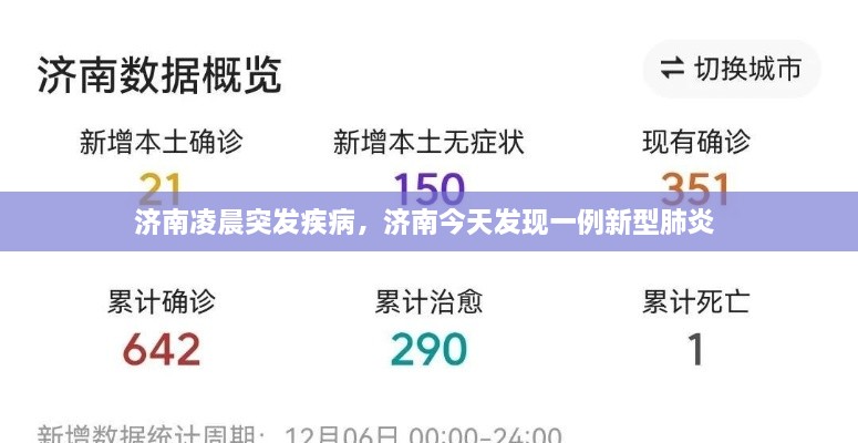 济南凌晨突发疾病，济南今天发现一例新型肺炎 