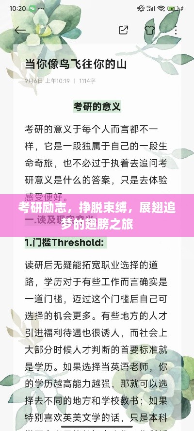 考研励志，挣脱束缚，展翅追梦的翅膀之旅